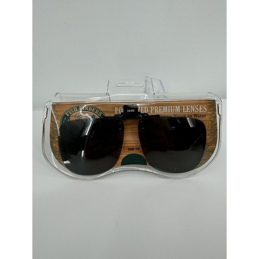 Fish Finders Polarized‎ Full Frame Sqr 58 Gray Clip On Premium Sunglasses New
